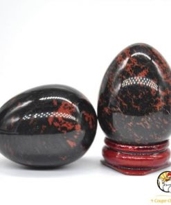 Oeuf en pierre obsidienne acajou rouge et noir