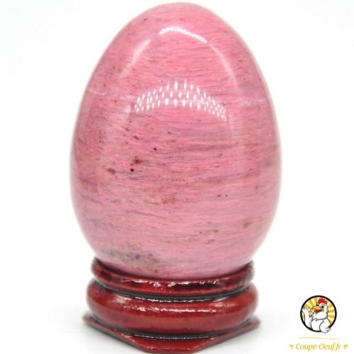Oeuf en pierre rhodonite rose avec support à oeuf